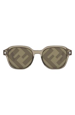 The FF Fendi 52mm Geometric Sunglasses in Shiny Light Brown /Brown