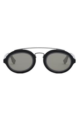 The FF Fendi Around 52mm Oval Sunglasses in Shiny Black /Smoke