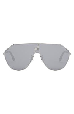 The FF Fendi Match Round Sunglasses in Shiny Dark Ruthenium /Smoke
