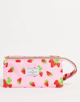 The Flat Lay Co. Box Bag in Strawberry Print and Green Gingham-Multi