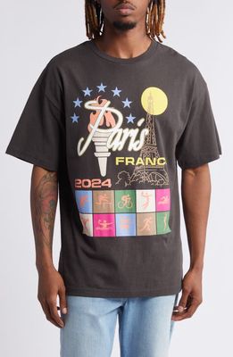 The Forecast Agency Paris Tower 2024 Graphic T-Shirt in Washed Black 