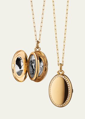 The Four Image "Midi" Diamond Border 18K Yellow Gold Locket