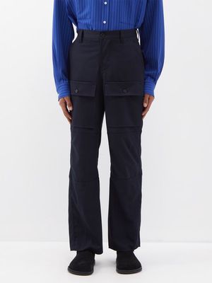 The Frankie Shop - Grant Flap-pocket Twill Cargo Trousers - Mens - Navy