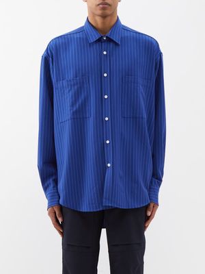 The Frankie Shop - Gus Patch-pocket Pinstriped Canvas Shirt - Mens - Blue