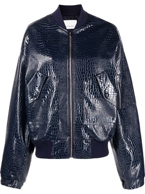 The Frankie Shop Hane crocodile-effect bomber jacket - Blue