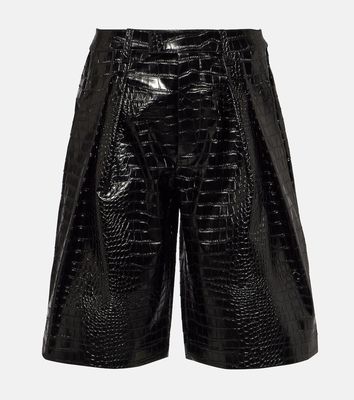 The Frankie Shop Jerkins croc-effect faux leather Bermuda shorts