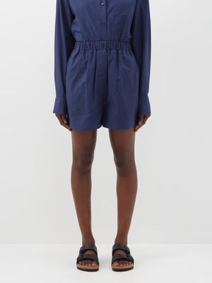 The Frankie Shop - Lui Organic Cotton-poplin Boxer Shorts - Womens - Navy