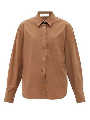 The Frankie Shop - Lui Organic Cotton-poplin Shirt - Womens - Brown