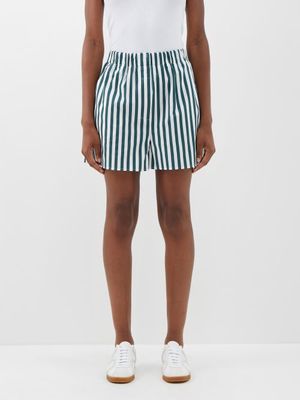 The Frankie Shop - Lui Striped Cotton-poplin Shorts - Womens - Green White
