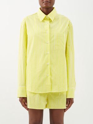 The Frankie Shop - Lui Striped Organic Cotton-poplin Boxer Shorts - Womens - Yellow White
