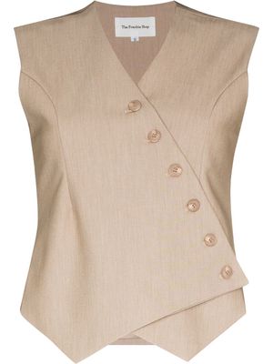 The Frankie Shop Maesa asymmetric-button sleeveless vest - Neutrals