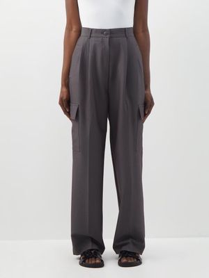 The Frankie Shop - Maesa Canvas Wide-leg Cargo Trousers - Womens - Grey