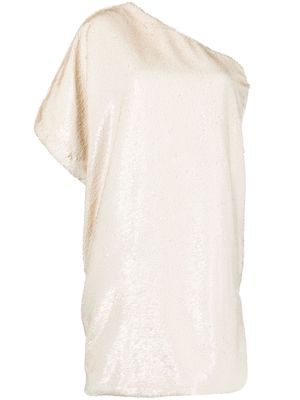 The Frankie Shop one-shoulder sequined mini dress - Neutrals
