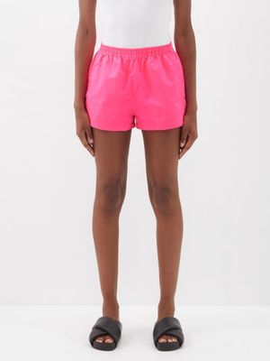 The Frankie Shop - Perla Elasticated-waist Twill Shorts - Womens - Pink