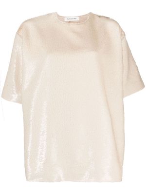 The Frankie Shop short-sleeved sequined T-shirt - Neutrals