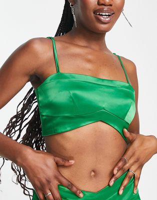 The Frolic crop satin cami bustier in jade green - part of a set