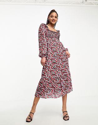 The Frolic disty floral shirred bust boho maxi dress in multi