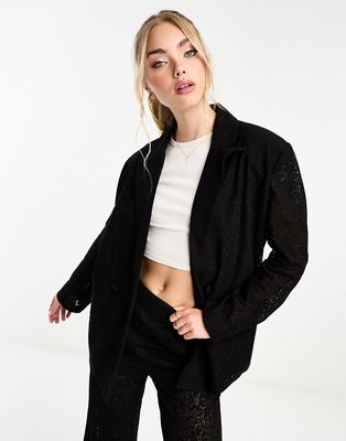 The Frolic lace oversized suit blazer in black - part of a set