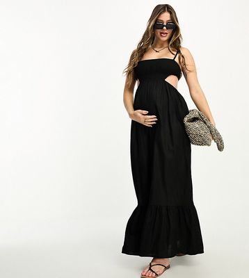 The Frolic Maternity emerald cut out maxi summer dress in black