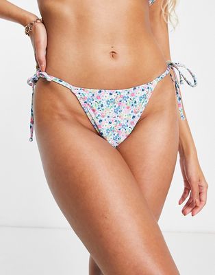 The Frolic Nelly mix and match high leg tie side bikini bottom in ditsy floral print-Multi