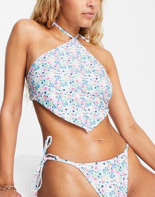 The Frolic Nelly mix and match scraf bikini top in ditsy floral print-Multi