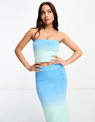 The Frolic ombre knitted bandeau top in blue - part of a set