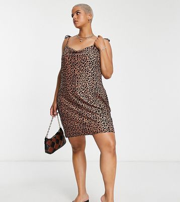 The Frolic Plus leopard print burnout cami mini dress in tan-Multi