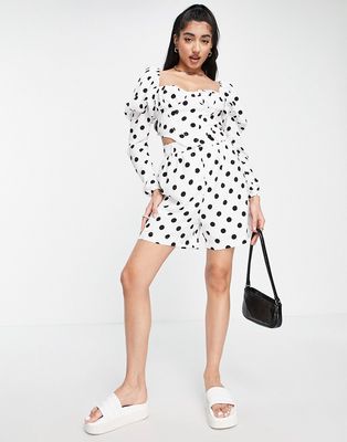 The Frolic polka dot smock crop blouse in black and white - part of a set