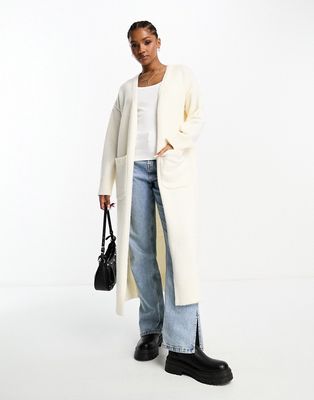 The Frolic supersoft longline maxi cardigan in cream-White