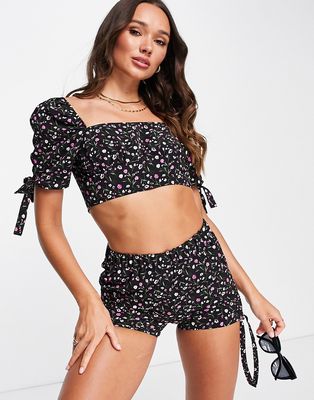 The Frolic Tabitha beach short in black floral - part of a set-Multi
