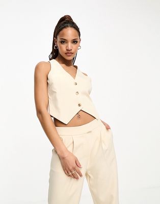 The Frolic tailored vest in cream - part of a set-White