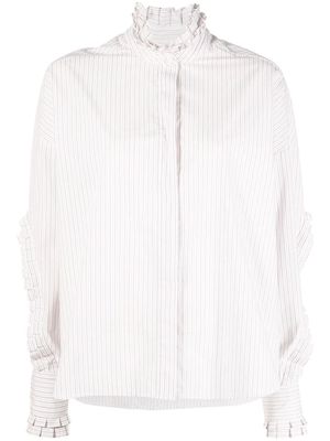 The Garment striped ruffle-trim shirt - White