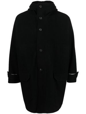 The Gigi hooded single-breasted wool coat - Black