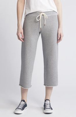 THE GREAT. Cotton Crop Wide Leg Sweatpants in Varsity Grey 