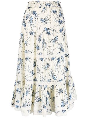 The Great. floral-print midi skirt - Neutrals