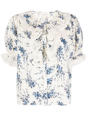 The Great. floral-print short-sleeve blouse - Neutrals
