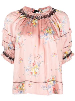 The Great. floral-print short-sleeve blouse - Pink