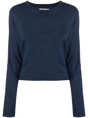 The Great. long-sleeved cropped T-shirt - Blue