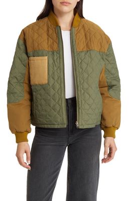 THE GREAT. Reversible Multicolor Quilted Down Jacket in Army Multi