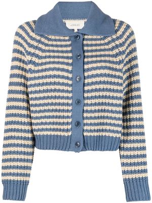 The Great. striped chunky-knit cardigan - Blue