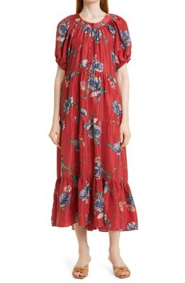 THE GREAT. The Afternoon Floral Silk Dress in Silk Garden Pasture Floral
