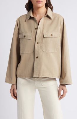 THE GREAT. The Arizona Cotton Shirt Jacket in Desert Fatigue 