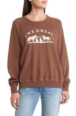 THE GREAT. The College Gaucho Graphic Sweatshirt in Hickory