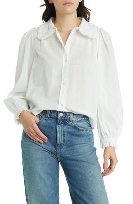 THE GREAT. The Hemmingway Ruffle Cotton Shirt in White