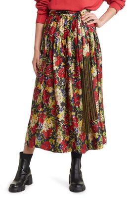 THE GREAT. The Highland Floral Print Midi Skirt in Hidden Garden Floral