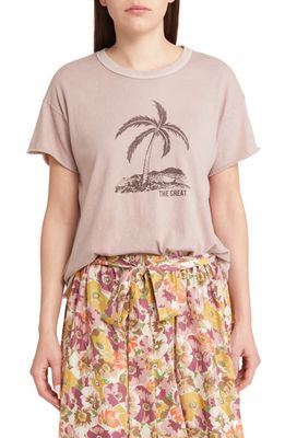 THE GREAT. The Island Palm Crop Graphic T-Shirt in Soft Lilac