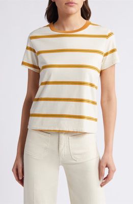 THE GREAT. The Little Stripe Crewneck Cotton T-Shirt in Rancho Stripe 