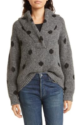 THE GREAT. The Polka Dot Alpaca Blend Sweater in Charcoal