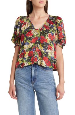 THE GREAT. The Ponder Floral Puff Sleeve Blouse in Hidden Garden Floral