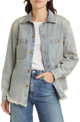 THE GREAT. The Venture Fray Denim Shirt Jacket in Kentucky Wash